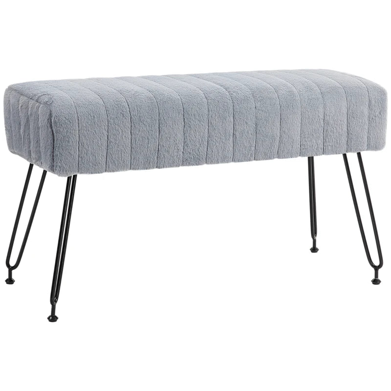 Banc Gondoriz de Nancy - Banc de couloir - Canapé - Gris - Fausse fourrure - ± 80 x 30 x 45 cm