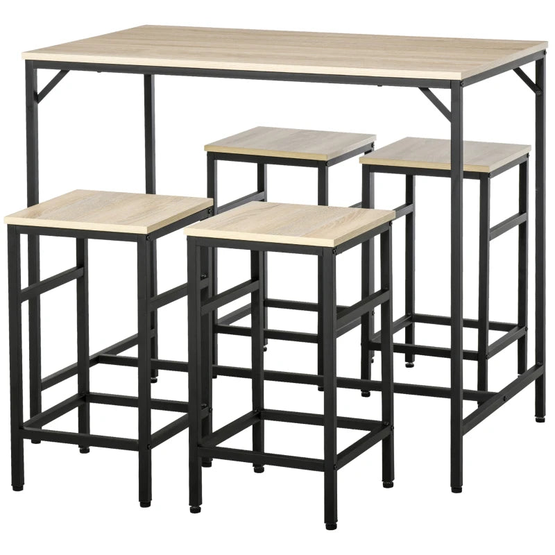 Nancy's Albugnano Bar Table Set - 5-Piece Bar Set - Black / Oak