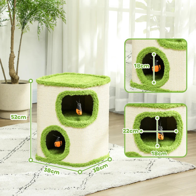 Nancy's Chauto Kattenboom - Kattengrot - Kattentoren - Groen / Crème Wit - ± 40 x 40 x 50 cm