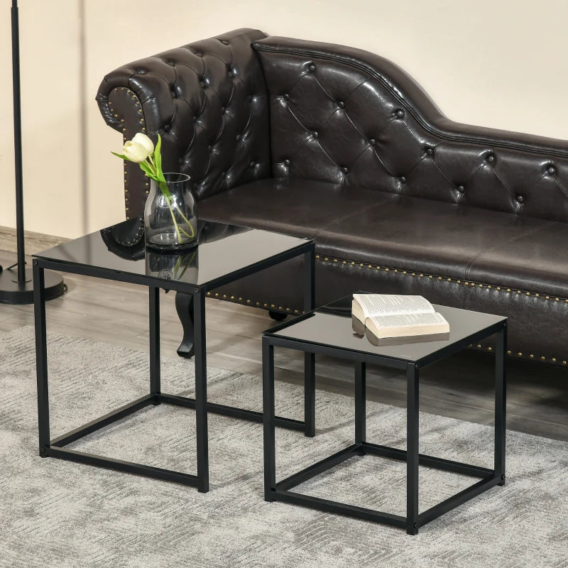 Ensemble de table basse Nogueiras de Nancy - Ensemble de table basse - Tables d'appoint - Noir - Verre / Acier