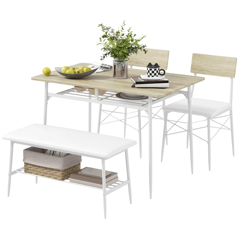 Nancy's Alhoes Eetkamertafel Set - Tafel Set - Eettafel Set - Eiken / Wit