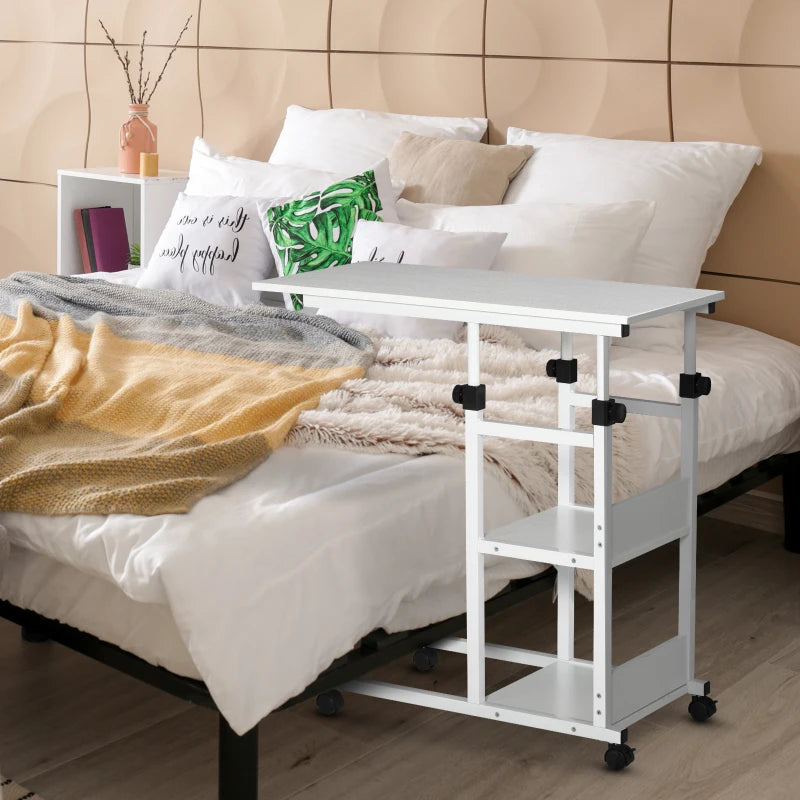 Table d'appoint sur roulettes Nancy's Balasar - Table pour ordinateur portable - Hauteur réglable - Blanc - 80 x 40 x 72-82 cm