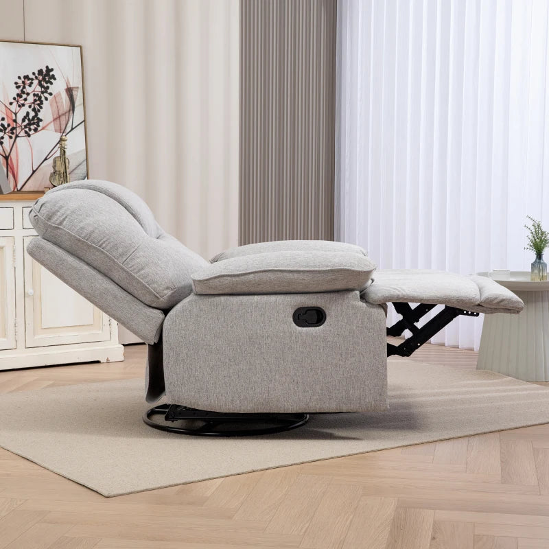 Nancy's Oia Relaxfauteuil - Relaxstoel - Ligstoel - Verstelbare Rugleuning - Grijs - Linnen