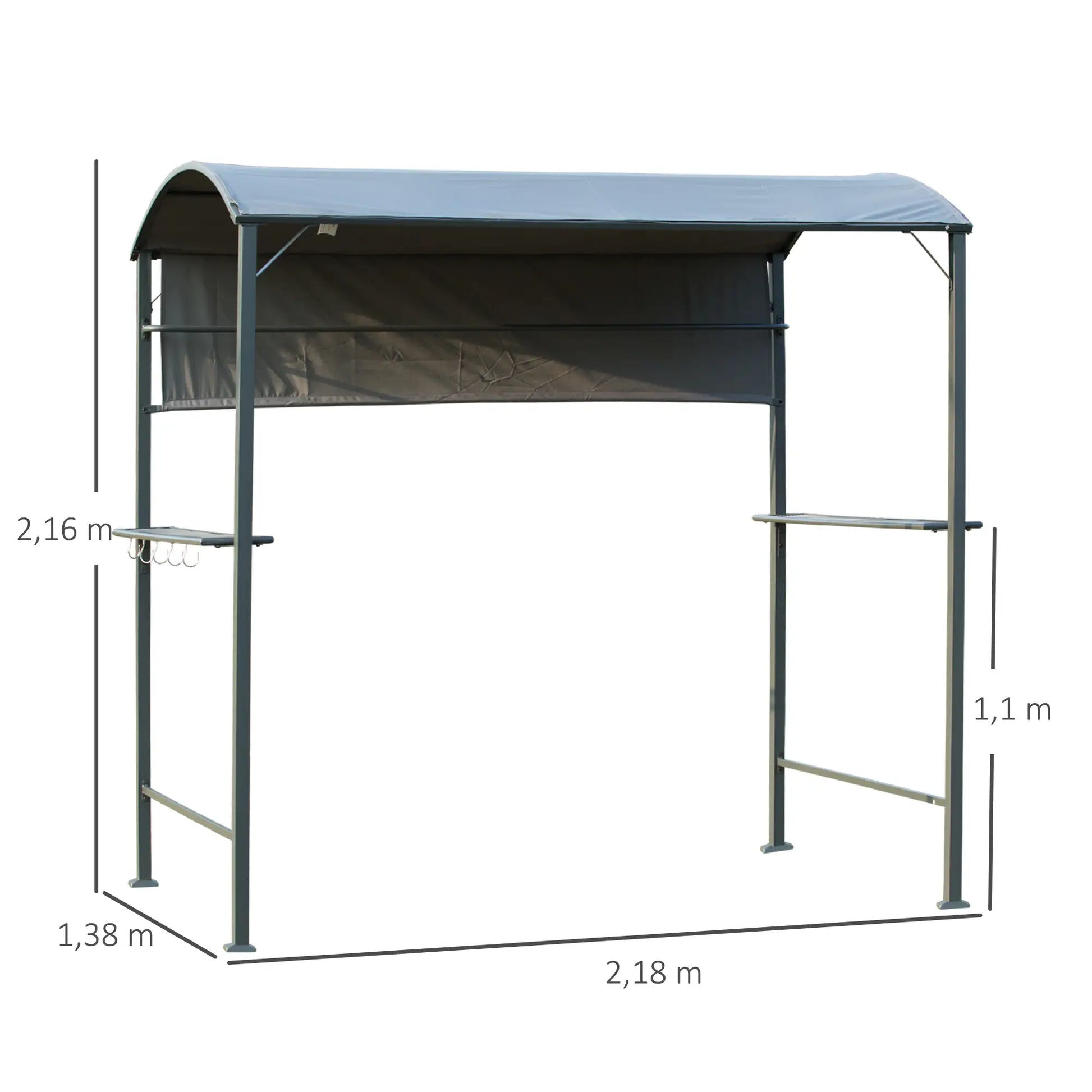 Nancy's Pomona Barbecue Paviljoen - Bbq overkapping - Bbw afdak - Grijs - ± 220 x 140 x 215 cm