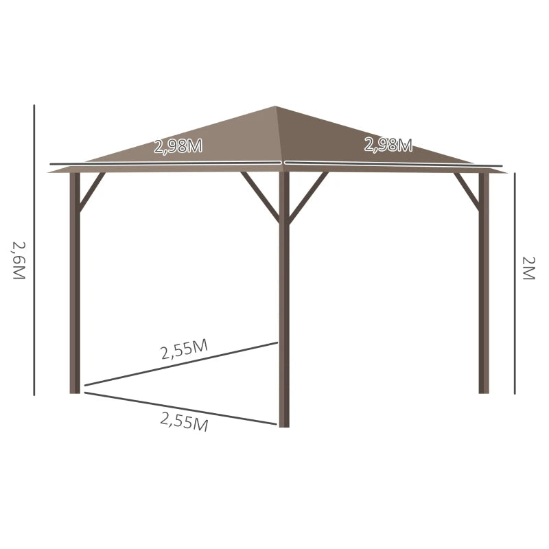 Nancy's Isabella Paviljoen - Partytent - Tuin Paviljoen - Bruin - ± 300 x 300 x 260 cm