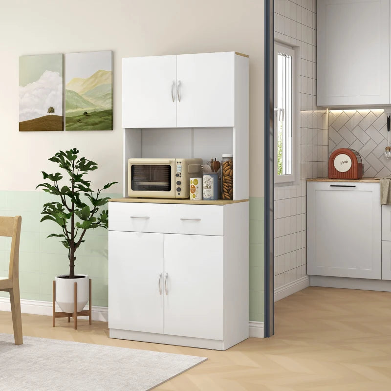 Armoire de cuisine Nancy's Albettone sur pied - Armoire de rangement - Armoire micro-ondes - Blanc - 80 x 40 x 180 cm