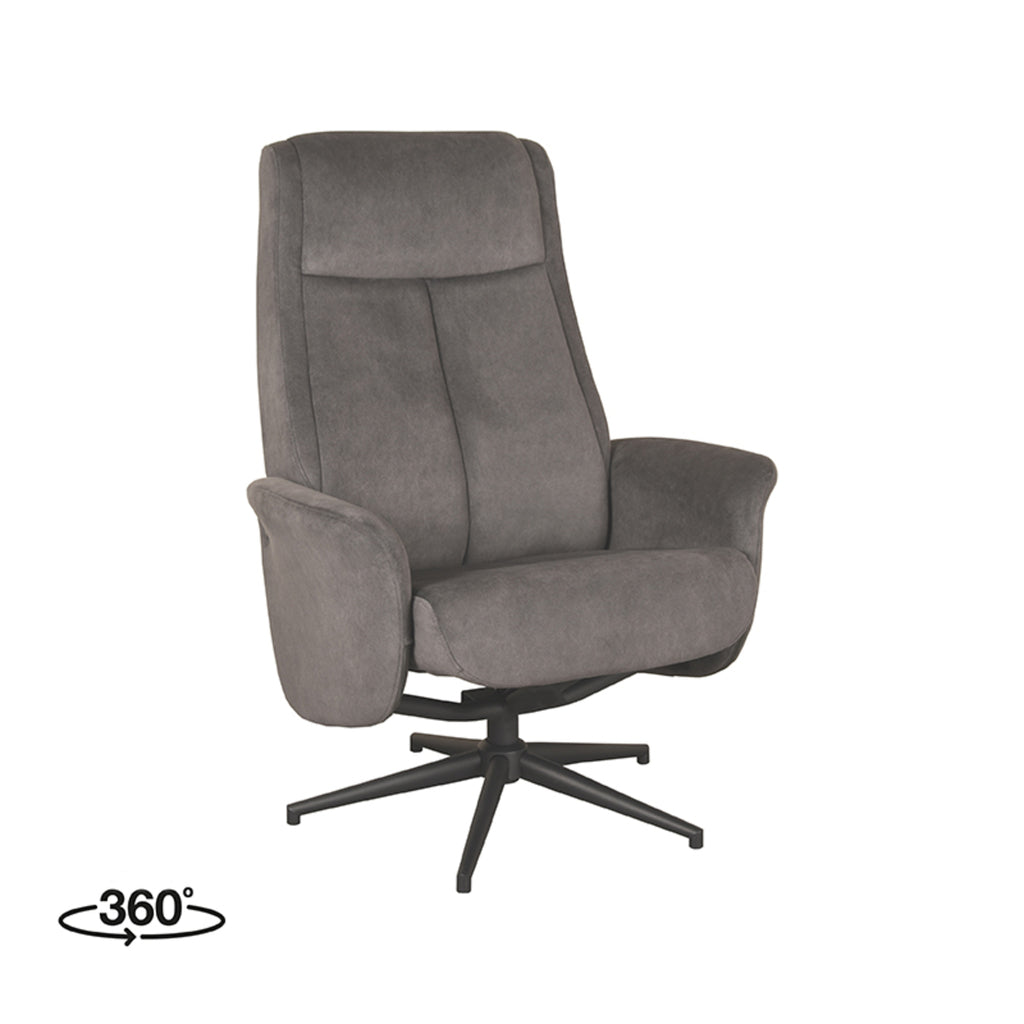 LABEL51 Relaxfauteuil Bergen - Antraciet Cosmo | Zwart Metaal - 77x76x105 cm