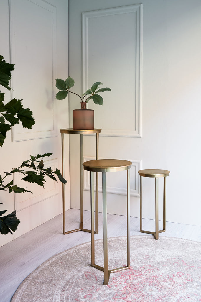 Nancy's Facacia Column - Pillar - Plant Column - Plant Stand - Side Table - Gold - ± 35 x 80 cm