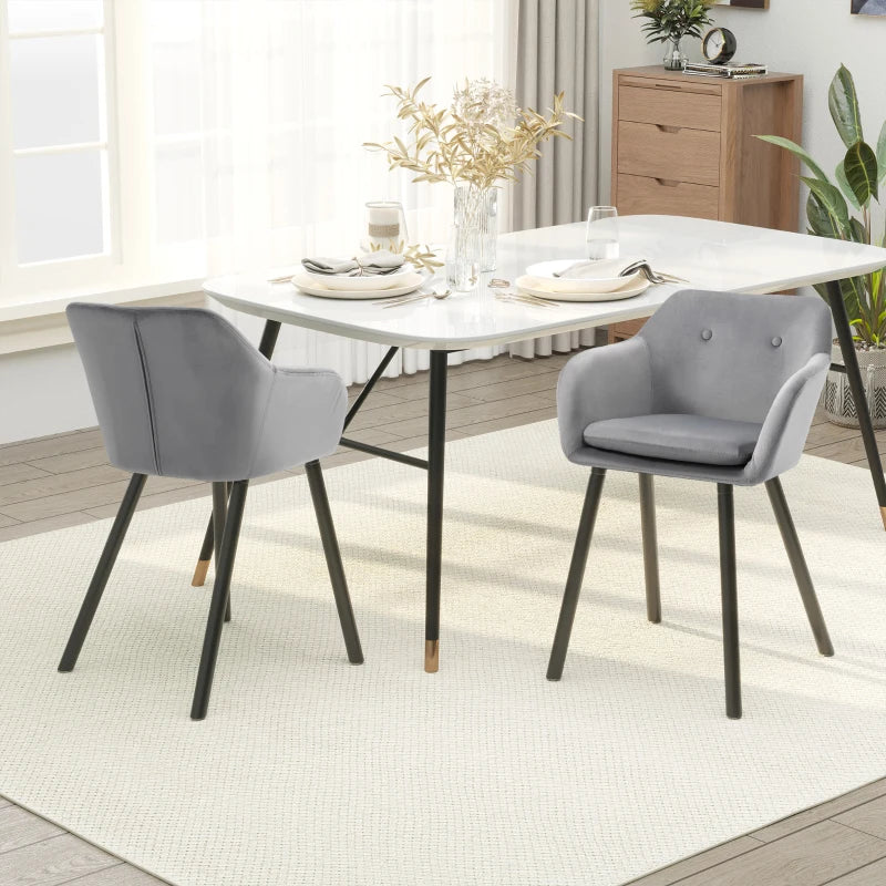 Nancy's Serra Dining Chairs - Set of 2 - Grey - Velvet