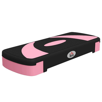 Nancy's Aviatico Aerobic Step - Fitness Step - Stepper - Hauteur réglable - Noir / Gris / Rose - ± 80 x 30 x 20 cm