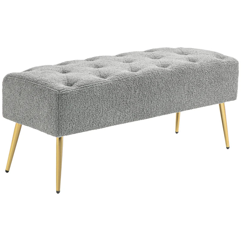 Nancy's Campea Hallway bench - Bench - Bench - Gray / Gold - Wool / Steel - ± 110 x 40 x 45 cm