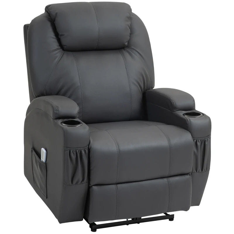 Nancy's Mesao Massagestoel - Relaxfauteuil - Relaxstoel - Bioscoopstoel - Verstelbare Rugleuning - Voetensteun - Grijs - Kunstleer