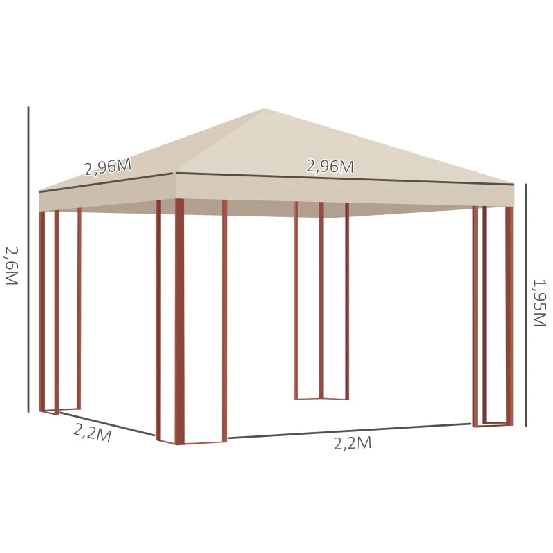 Nancy's Seramil Paviljoen - Party Tent - Prieel - Tuin Paviljoen - Beige - ± 300 x 300 x 260 cm