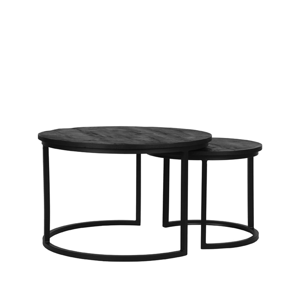 LABEL51 Coffee table Double - Black - Mango wood - Set of 2