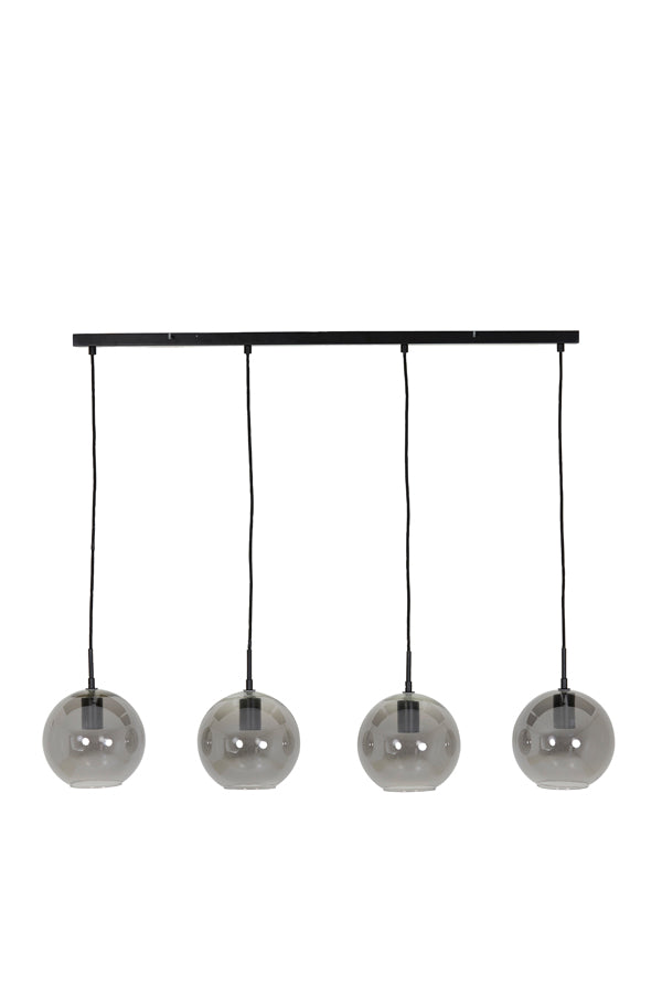 Nancy's Abelheira Hanglamp met 4 Lampen - Verlichting - Rookglas - Zwart - ± 115 x 20 x 120 cm