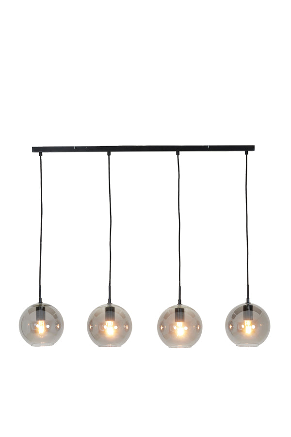 Nancy's Abelheira Hanglamp met 4 Lampen - Verlichting - Rookglas - Zwart - ± 115 x 20 x 120 cm