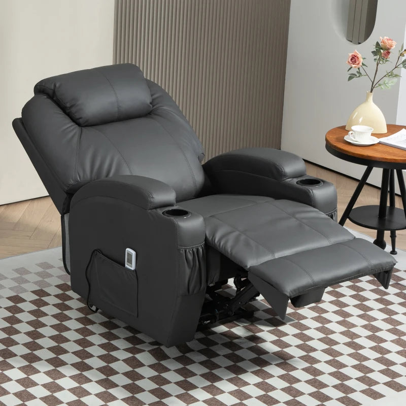 Nancy's Mesao Massagestoel - Relaxfauteuil - Relaxstoel - Bioscoopstoel - Verstelbare Rugleuning - Voetensteun - Grijs - Kunstleer