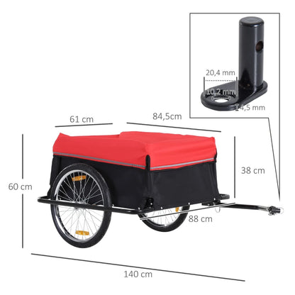 Nancy's Bonifati Fietskar - Fietsaanhangwagen - Transportaanhangwagen - Zwart / Rood - ± 140 x 90 x 60 cm