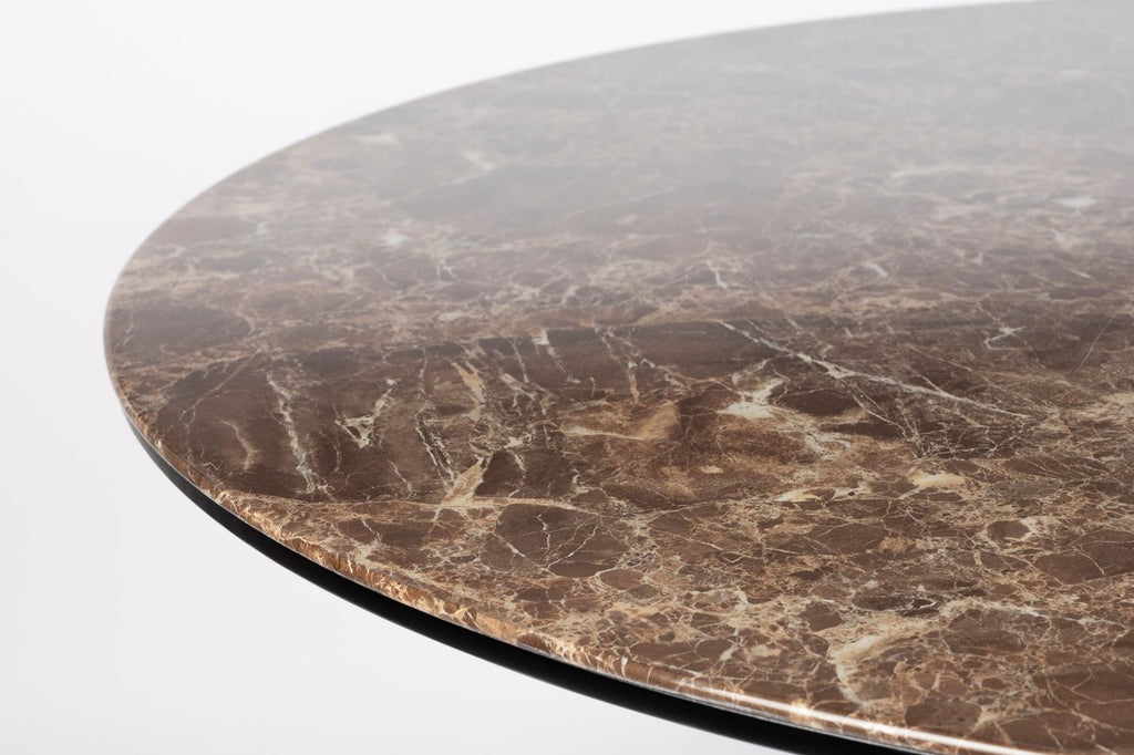 Nancy's Pena Dining Table Round - Dining room table - Brown / Black - Marble Look - Wood / Steel - Ø 110 cm