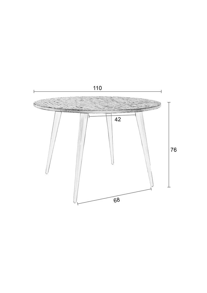 Nancy's Cunhos Dining Table Round - Table à manger - Bois de teck - Marron / Noir - Ø 110 cm