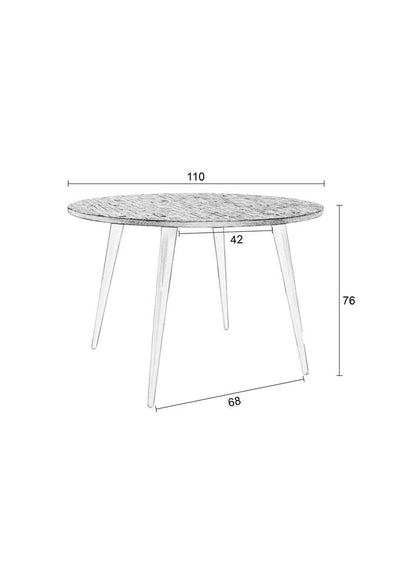 Nancy's Cunhos Dining Table Round - Table à manger - Bois de teck - Marron / Noir - Ø 110 cm