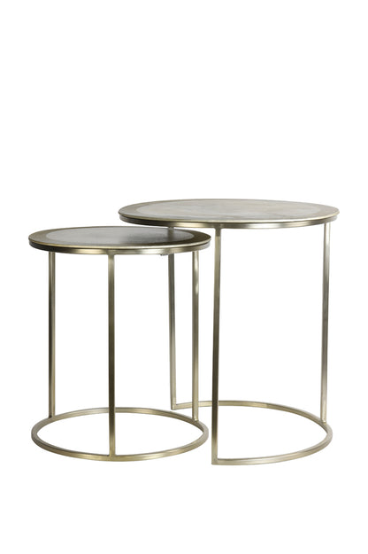 Ensemble de tables basses Raposa de Nancy - Tables d'appoint - Lot de 2 - Acier - Or