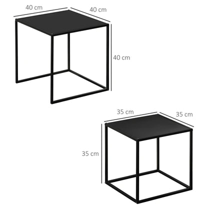 Nancy's Tresminas Salontafel Set - Bijzettafels - Koffietafel - Zwart - Staal