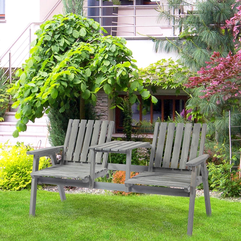 Nancy's Annan Tuinbank Met Tafel - Tuinset - Grijs- Dennenhout