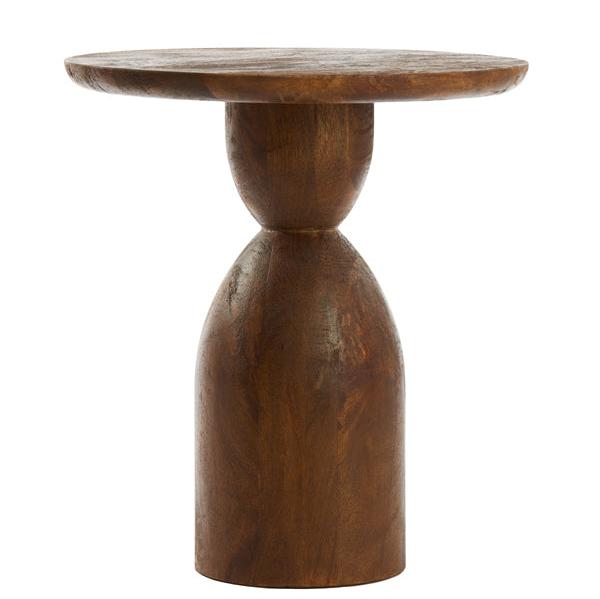 Table d'appoint Louredo de Nancy - Table basse - Ronde - Bois de manguier - Marron - Ø 40x50 cm