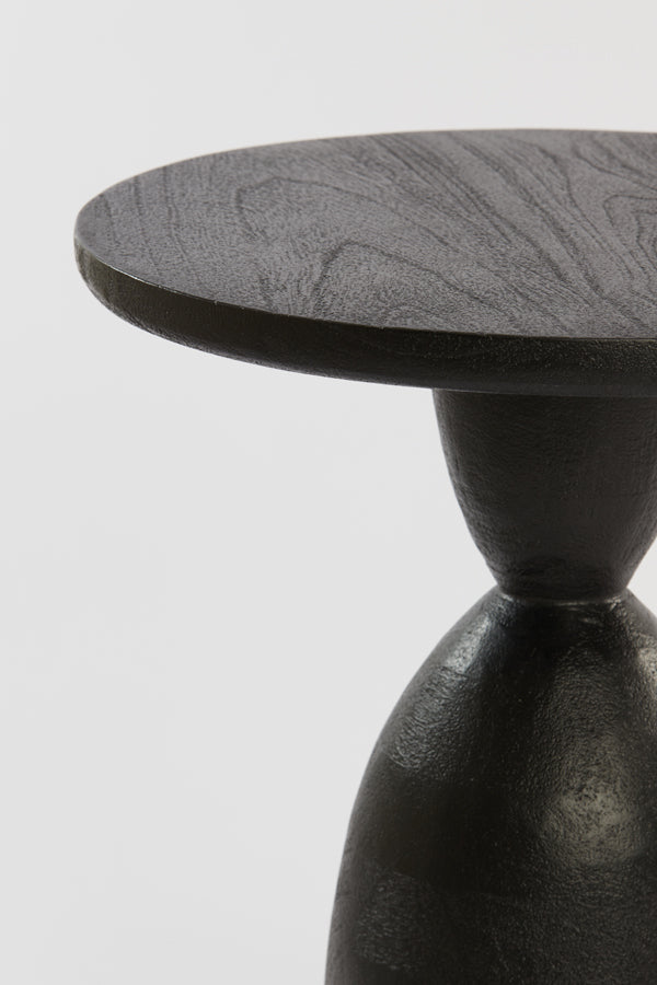 Table d'appoint Nancy's Aranhema - Table basse - Ronde - Bois de manguier - Noir - Ø 40 x 50 cm