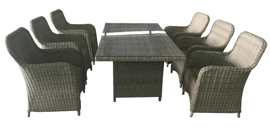 Nancy's Toulouse Tuinset - Eettafel Set Voor Buiten - Wicker Vlechtwerk - Bruin