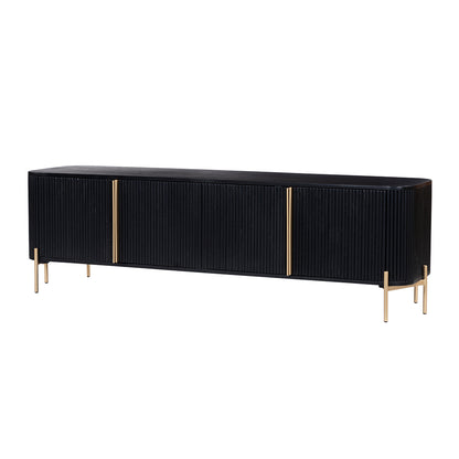 Nancy's Segude TV Meubel - TV Kast - TV dressoir - Zwart / Goud - Mangohout / Staal - ± 180 x 40 x 50 cm