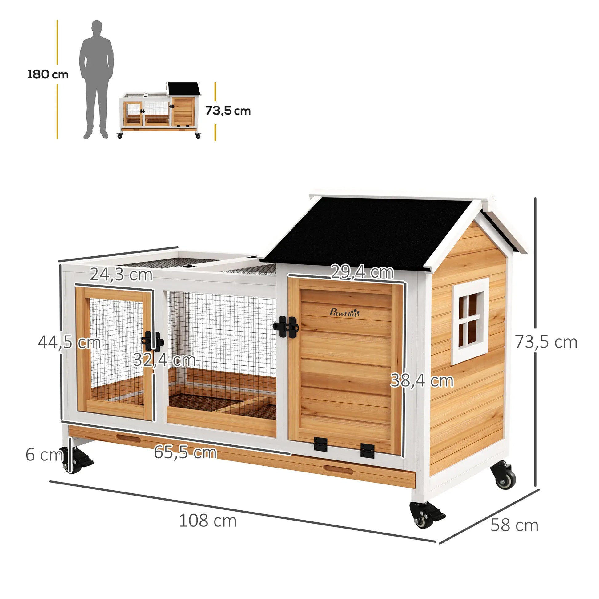 Nancy's Soares Dierenhok - Konijnenhok - Dierenverblijf - Dennenhout - ± 110 x 60 x 75 cm