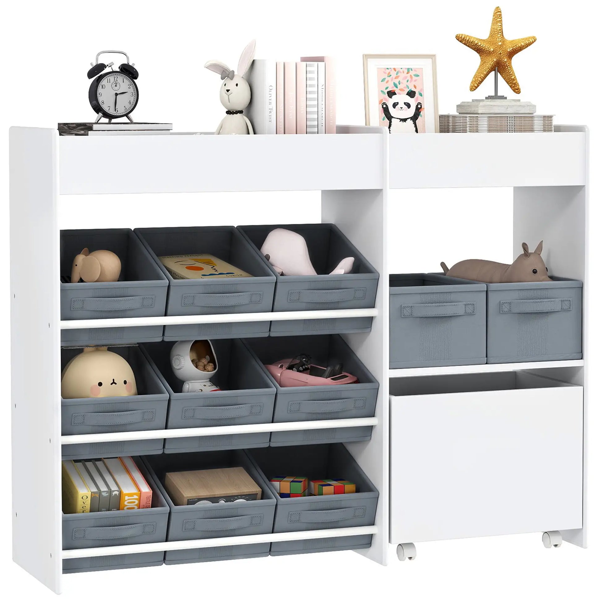 Nancy's Rochoso Speelgoed Organizer - Speelgoedkast - Opbergrek voor Kinderen - Wit / Grijs - 105 x 30 x 80 cm