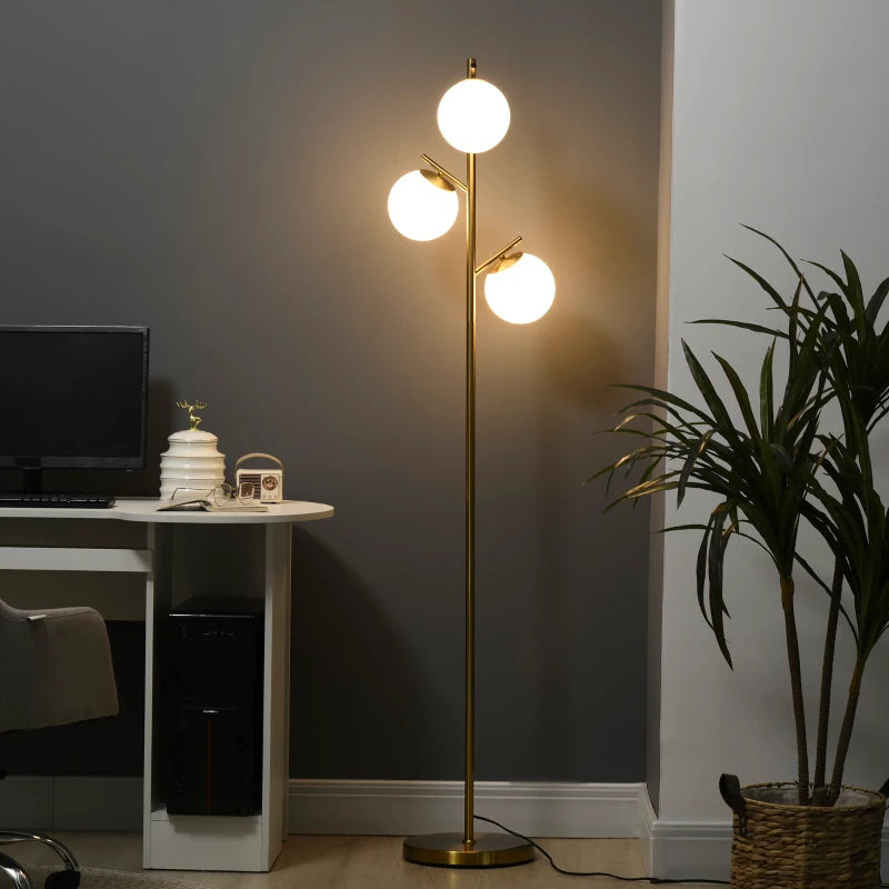 Nancy's Ardenno Vloerlamp - Staande Lamp - Goud / Wit - Glas / Staal