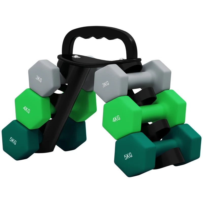 Nancy's Belide Dumbbells - Gewichten Set - Halterset met Halterrek - Set van 6 Halters - 2x3kg - 2x4kg - 2x5kg