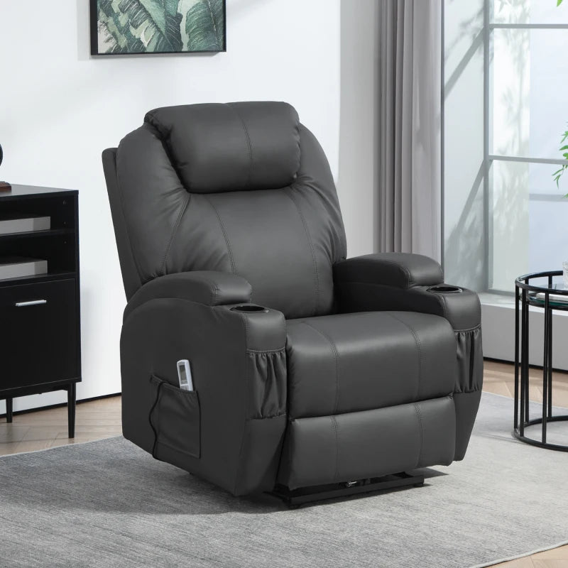 Nancy's Mesao Massage Chair - Relaxing Armchair - Relaxing Chair - Cinema Chair - Adjustable Backrest - Footrest - Gray - Faux Leather