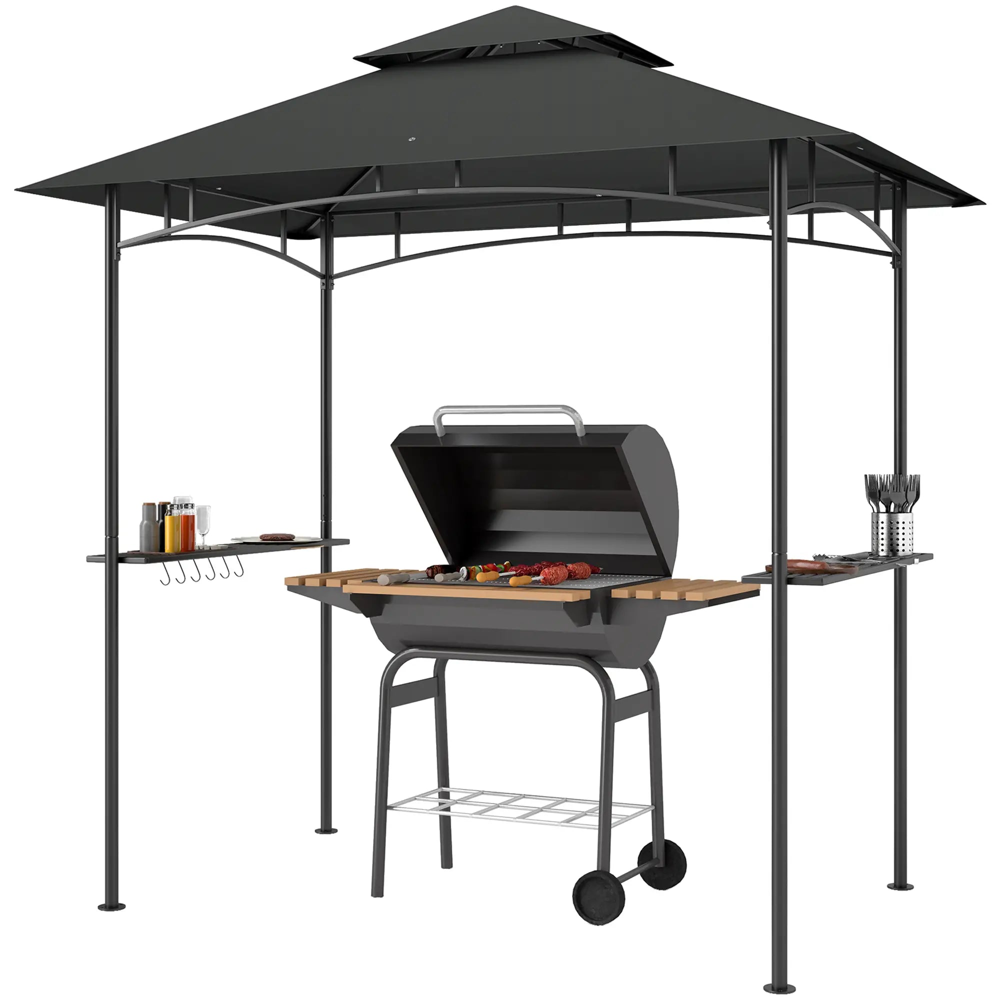 Nancy's Abetone Barbeque Paviljoen - Bbq overkapping - Bbq afdak - Grijs - ± 240 x 150 x 260 cm