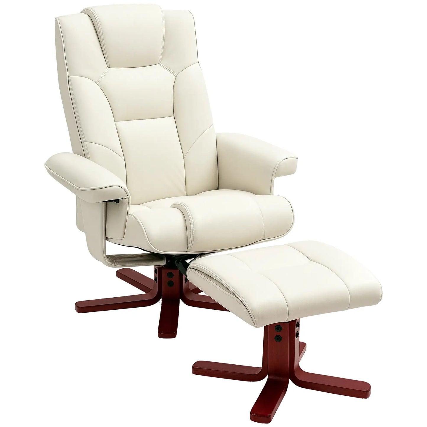 Nancy's Cedros Relaxfauteuil met Voetensteun - Relaxstoel - Loungestoel - Fauteuil - Crèmewit - Kunstleer