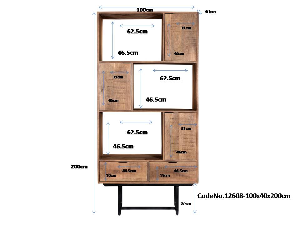 Nancy's Soutelp Cabinet - Wall cabinet - Standing cabinet - Mango wood - 100 x 40 x 200 cm