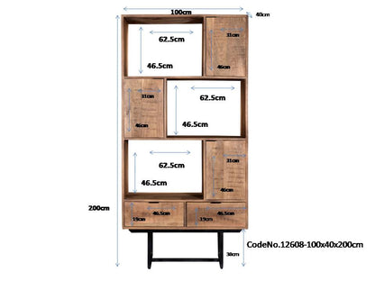 Armoire Soutelp de Nancy - Armoire murale - Armoire sur pied - Bois de manguier - 100 x 40 x 200 cm