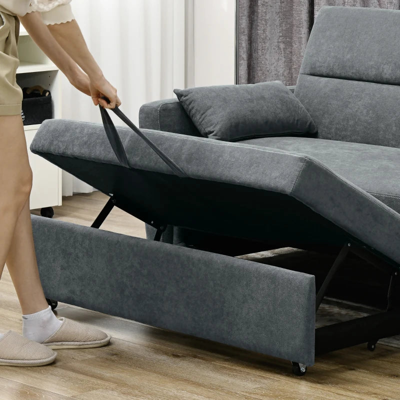 Nancy's Baixo Sofa Bed - Sofa - 2-in-1 Sofa with sleeping function - Grey - Velvet - ± 155 x 90 x 90 cm