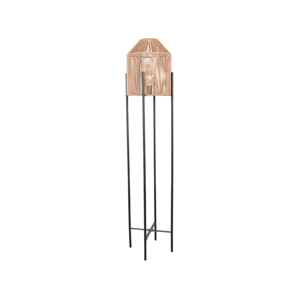 LABEL51 Vloerlamp Ibiza Design Naturel Jute | Zwart Metaal - 30x30x150 cm