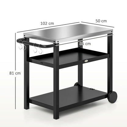 Nancy's Circello Serveerwagen - Barbecuetrolley - Grijs / Zilver - ± 100 x 50 x 80 cm