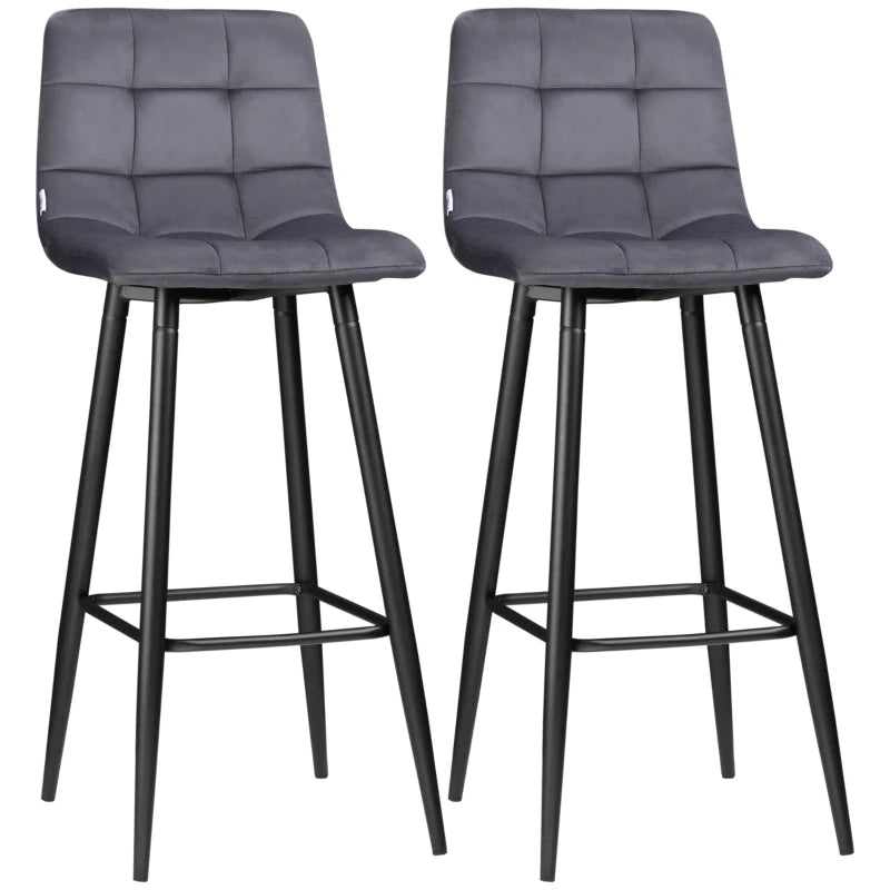 Tabourets de bar Nancy's Cambra - Chaises de bar - Lot de 2 - Gris - 42 x 47 x 105 cm