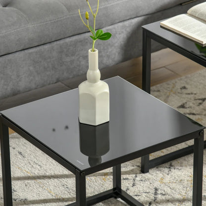 Nancy's Nogueiras Coffee Table Set - Coffee Table Set - Side Tables - Black - Glass / Steel