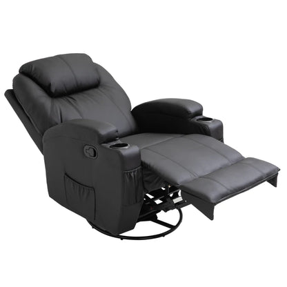 Nancy's Leitoes Massagestoel - Relaxfauteuil - Relaxstoel - Schommelfunctie - Verstelbare Rugleuning - Draaibaar - Zwart - Kunstleer