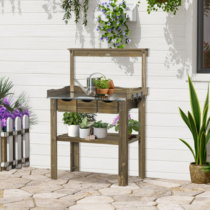 Nancy's Euskadi Planting table - Garden work table - Work table - Pine wood - ± 80 x 40 x 110 cm