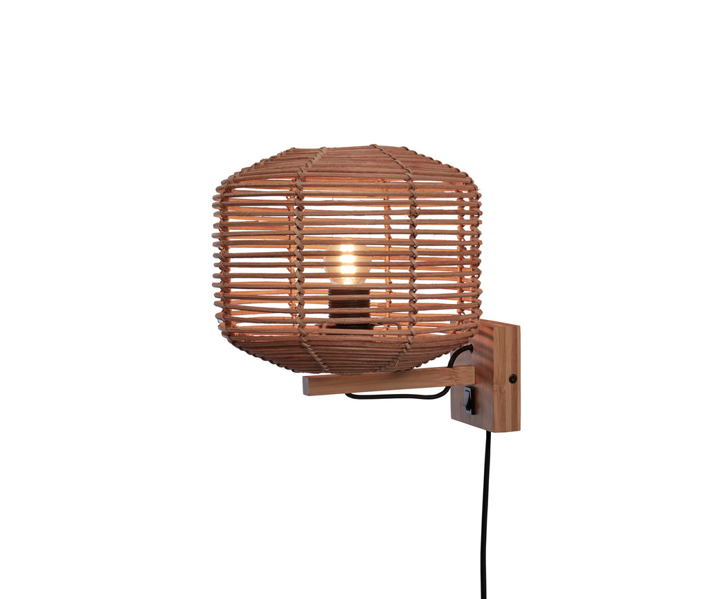 Nancy's Lapa Wandlamp - Muurlamp - Naturel - Rotan - 25 x 20 cm