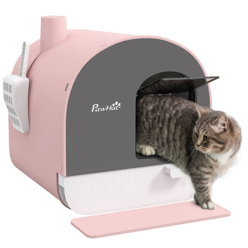 Nancy's Nozelos Kattenbak - Katten wc - Met Kattenbakmat en Filter - Roze - ± 40 x 45 x 50 cm